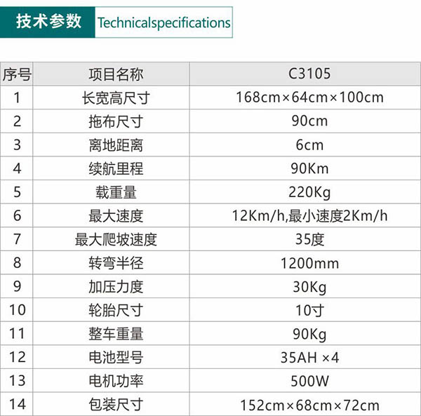 电动刚察尘推车C3105